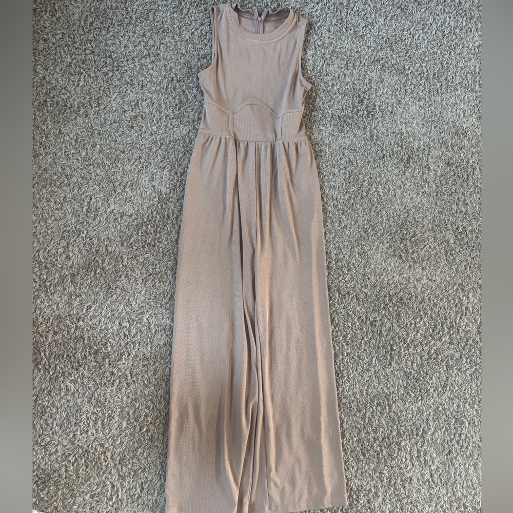 Cider Tan Sleeveless Scoop Neck Sundress